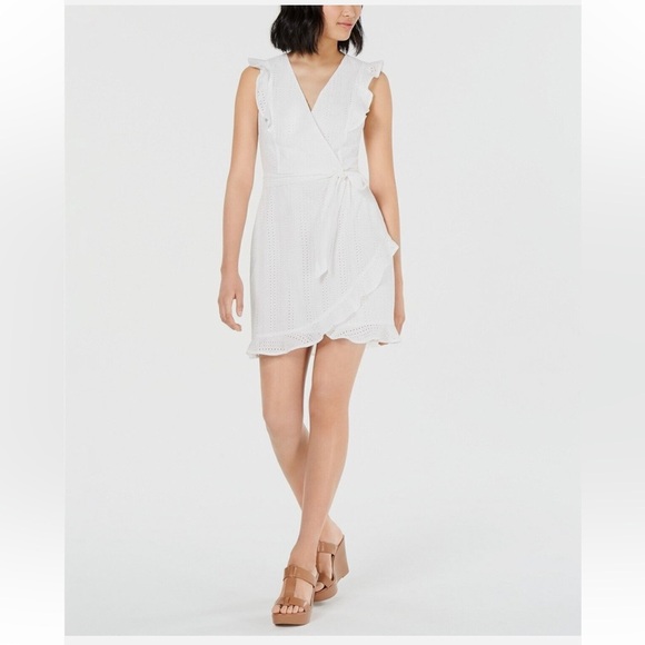 Bar III Dresses & Skirts - Bar III White Eyelet Ruffle Mini Dress